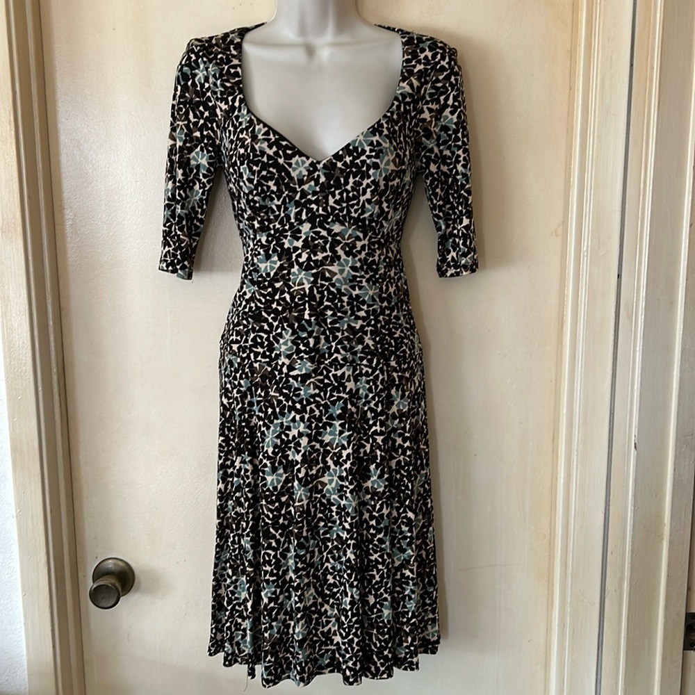 Nanette Lepore green brown and taupe jersey dress size 2